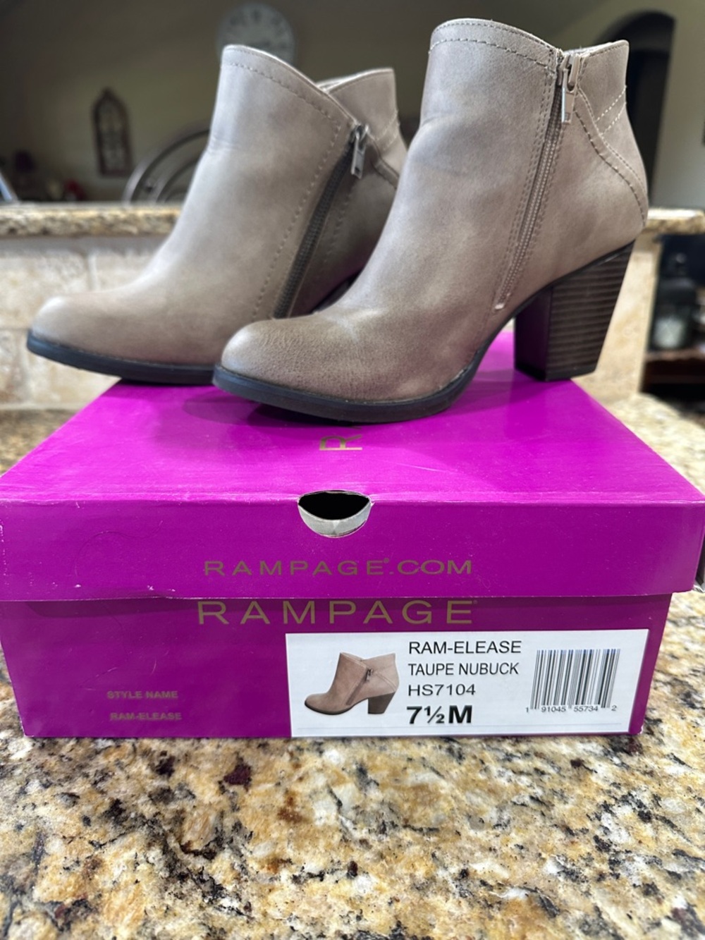 Rampage Taupe Nubuck Block Heel Ankle Booties
